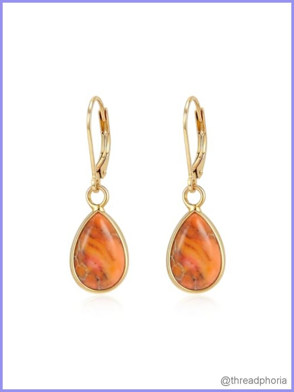 Natural Stone Dangle Drop Earrings 14K Gold Plated Stainless Steel Boho